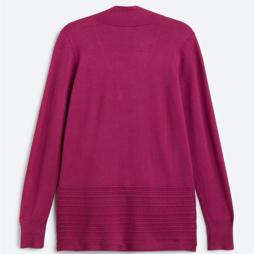 ♥️🍷 Lety & Me Cardigan Small Stitch Fix Burgundy Open Front Pointelle - Picture 2 of 9